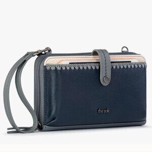 The Sak Iris Smartphone Wallet Leather Blue Crossbody Option